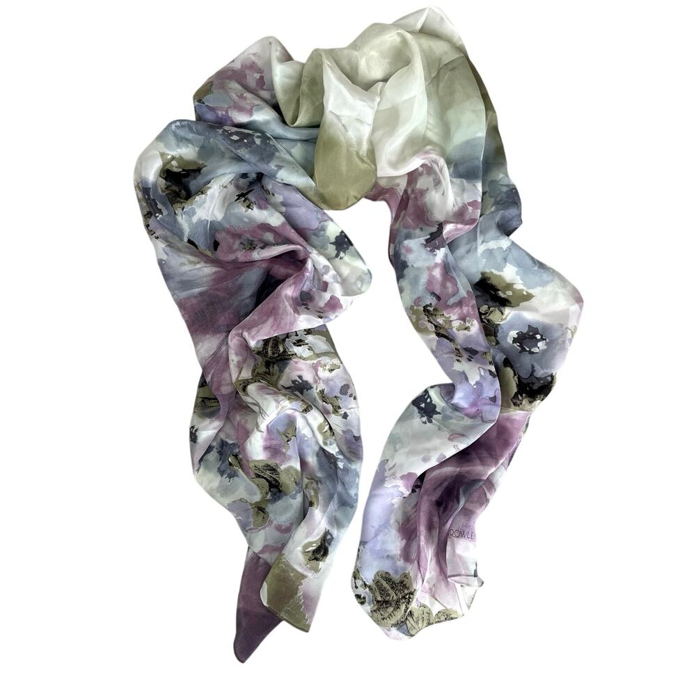 Silk Scarf Pastel Abstract Florals Spring Coquette Fairy Delicate Wearable Art